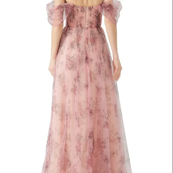 Marchesa Notte (Bridesmaid) Blush Floral Tulle Gown - Picture 3 of 13